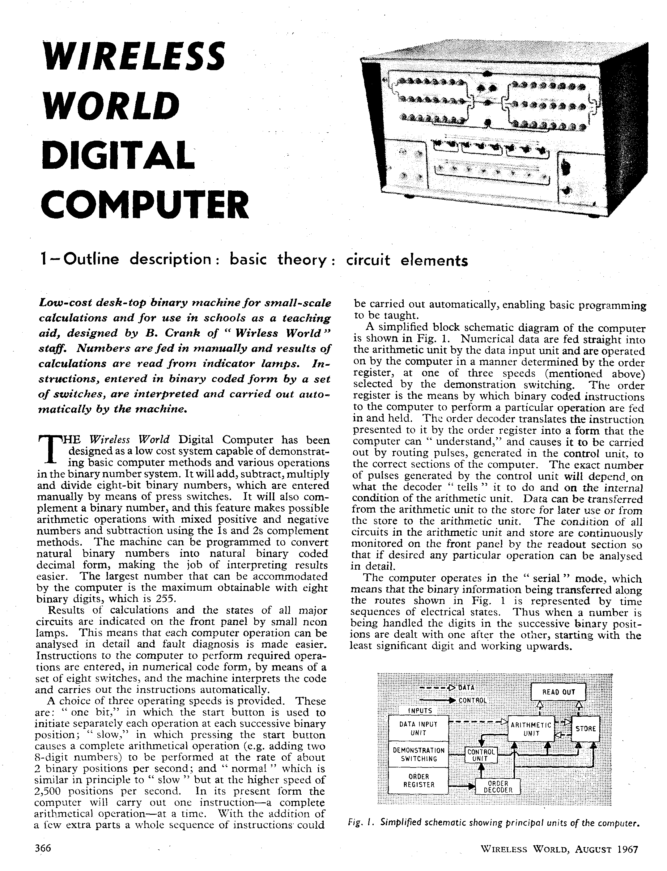 First page - description of the computer